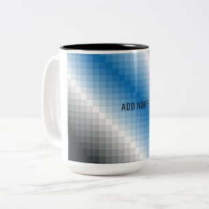 Blue Grey Pixel Personalized Mug