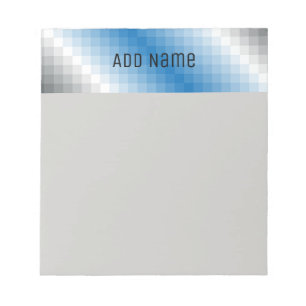 Blue Grey Pixel Personalized Note Pad 5.5 x 6
