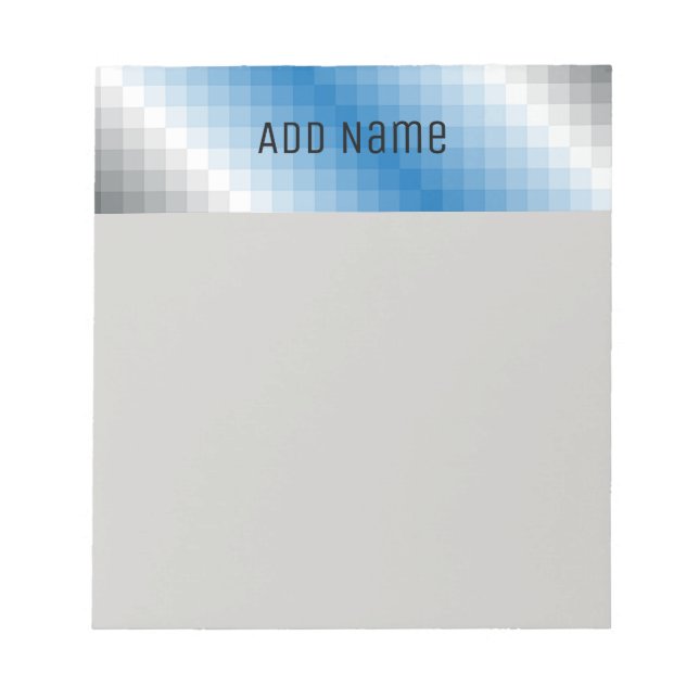 Blue Grey Pixel Personalized Note Pad 5.5 x 6 (Front)