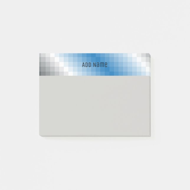 Blue Grey Pixel Personalized Post it notes (4x3) (Front)