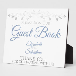 Blue Grey Please Sign our Guest Book Wedding Sign Plaque