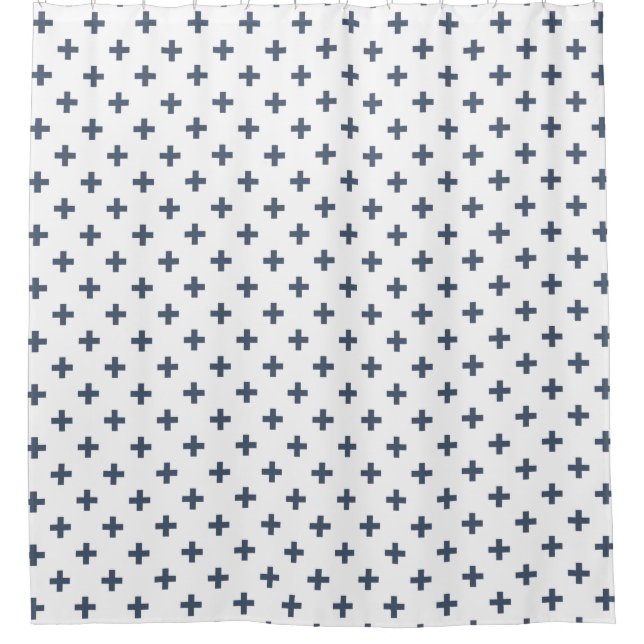 Blue-grey polka crosses on white (Front)
