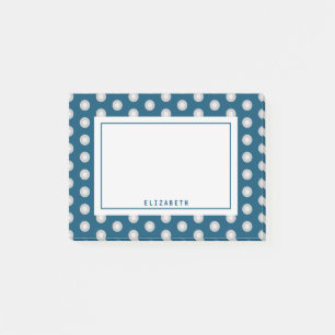 Blue Grey Polka Dot Name Template Post-it Notes