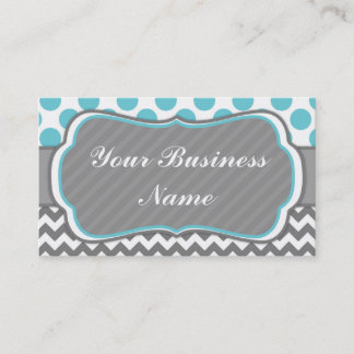 Blue, Grey, Polka Dots and Chevron Business Card