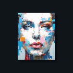 Blue & Grey Pop Art Beauty Portrait｜Colour Bars Canvas Print<br><div class="desc">A woman character on top of a face, in the vibrant style of pop art. With bright pastel grey and blue hues, this artwork is a visual treat. Featuring colourful impasto style, it's a quirky blend of beautiful, dotted, and romanticized figures. Explore our collection of unique home decor, t-shirts, and...</div>
