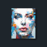 Blue & Grey Pop Art Beauty Portrait｜Colour Bars Canvas Print<br><div class="desc">A woman character on top of a face, in the vibrant style of pop art. With bright pastel grey and blue hues, this artwork is a visual treat. Featuring colourful impasto style, it's a quirky blend of beautiful, dotted, and romanticized figures. Explore our collection of unique home decor, t-shirts, and...</div>