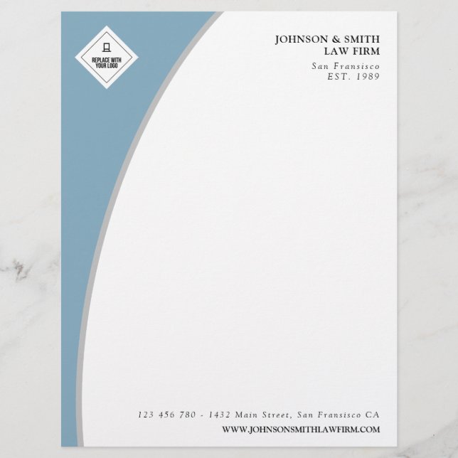 Blue & Grey Professional Add Your Logo Letterhead (Front)