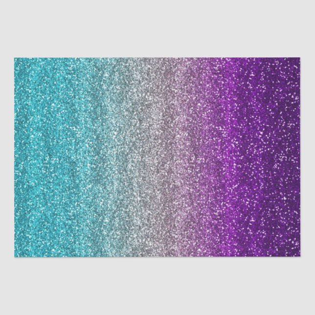 Blue, Grey & Purple Gradient Glitter Tissue Paper (Front)