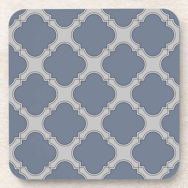 Blue-grey quatrefoil coaster (Front)