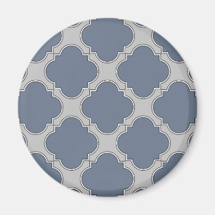 Blue-grey quatrefoil magnet