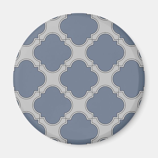 Blue-grey quatrefoil magnet (Front)