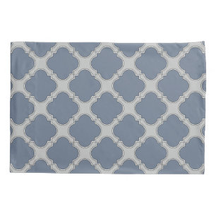 Blue-grey quatrefoil pillowcase