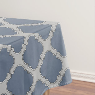 Blue-grey quatrefoil tablecloth