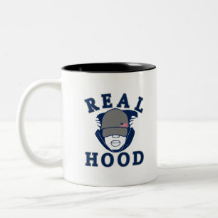 blue grey REAL HOOD GUY IN HOODIE Two-Tone Coffee Mug