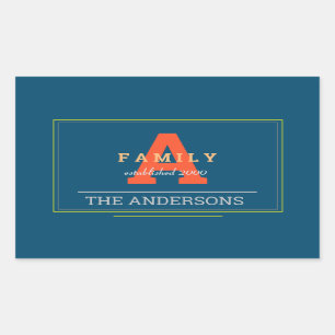 Blue /Grey /Red Monogrammed Family Custom Vintage Sticker