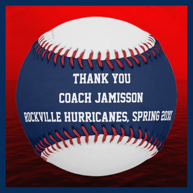 Blue Grey Red Thank You to Coach Minimalist Simple Baseball (Creator Uploaded)