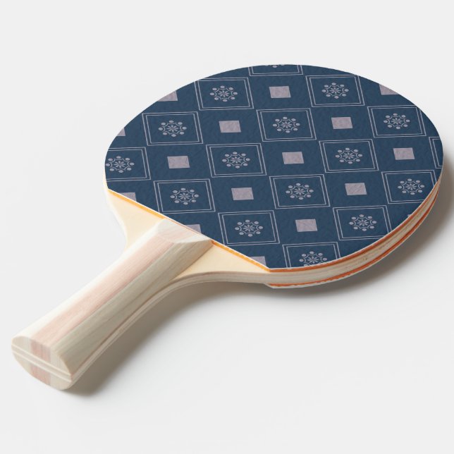 Blue Grey / Red White Double-sided Diamond Pattern Ping Pong Paddle (Front Angle)
