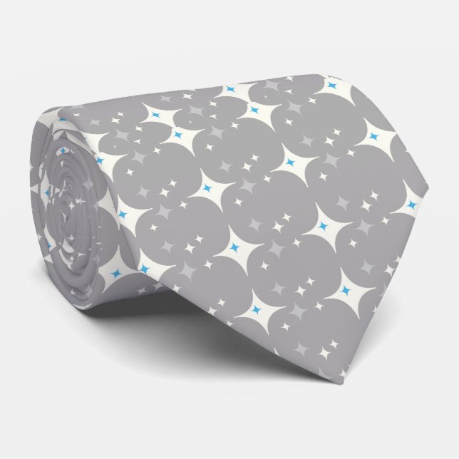 Blue & Grey Retro Cravate masculin (Roulé)