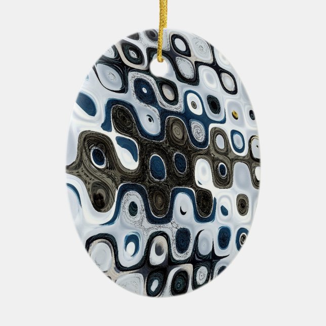 Blue & Grey Ripples Ornament (Front)