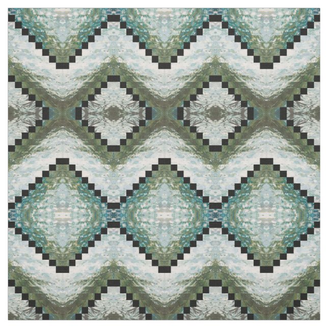 Blue, Grey, Sage Green & Cream Fabric 'Montauk' (Swatch)