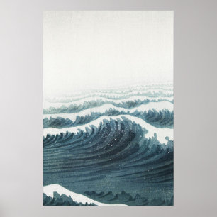 Blue Grey Seascape Art Poster