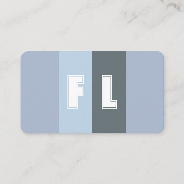 Blue grey shades colour palette calligraphy QR-Cod Business Card (Front)