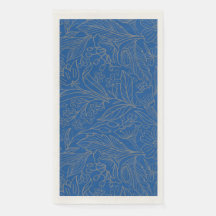 Blue Grey Silver Modern Floral Napkin