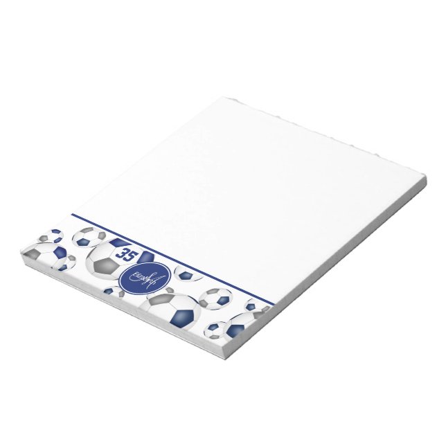 blue grey soccer balls pattern accent  notepad (Rotated)
