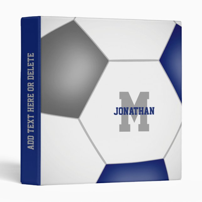 blue grey soccer team colours kids binder (Front/Spine)
