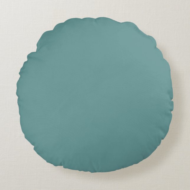 Blue Grey solid plain colour Round Pillow (Front)