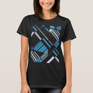 Blue Grey Southwest Diagonal Shapes Design T-Shirt