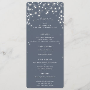 Blue-Grey Sparkling Lights Christmas Flat 4 Course Menu