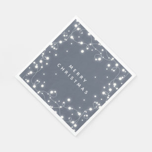 Blue-Grey Sparkling Lights Christmas Party Paper Napkin