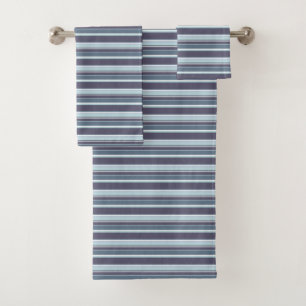 Blue-grey stripes bath towel set