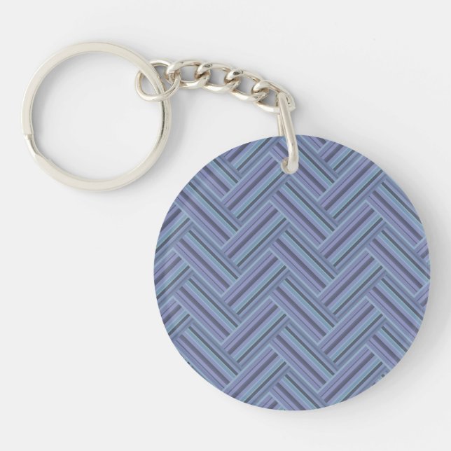 Blue-grey stripes double weave pattern keychain (Front)
