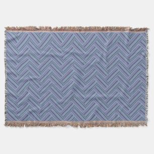 Blue-grey stripes double weave pattern throw blanket