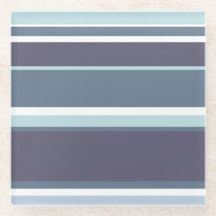 Blue-grey stripes glass coaster