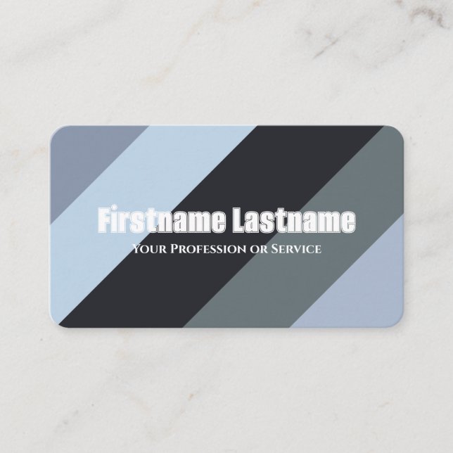 Blue grey stripes harmonic colour palette QR-Code Business Card (Front)