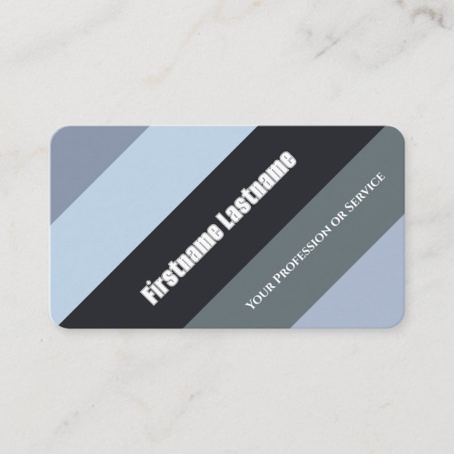 Blue grey stripes harmonic colour palette QR-Code Business Card (Front)