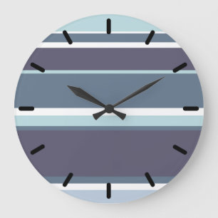 Blue-grey stripes large clock