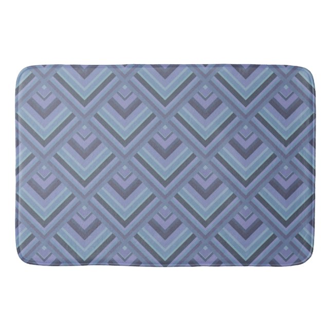 Blue-grey stripes scale pattern bath mat (Front)