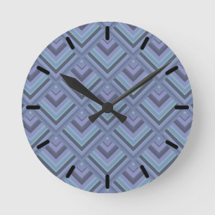 Blue-grey stripes scale pattern round clock