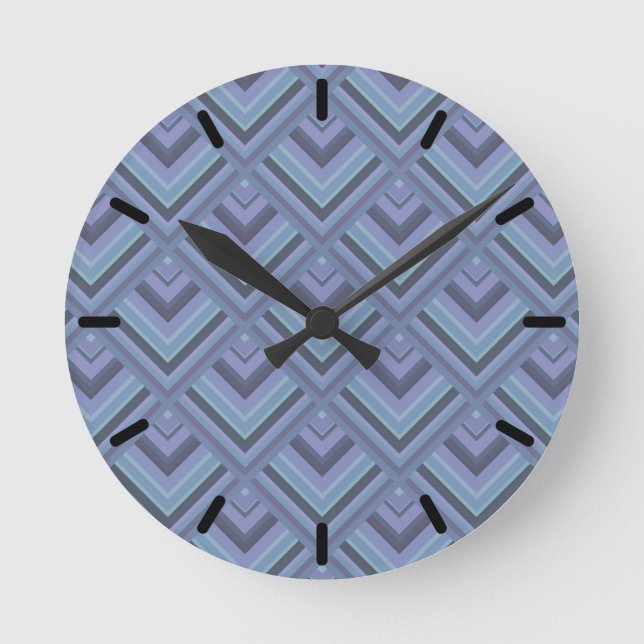 Blue-grey stripes scale pattern round clock (Front)