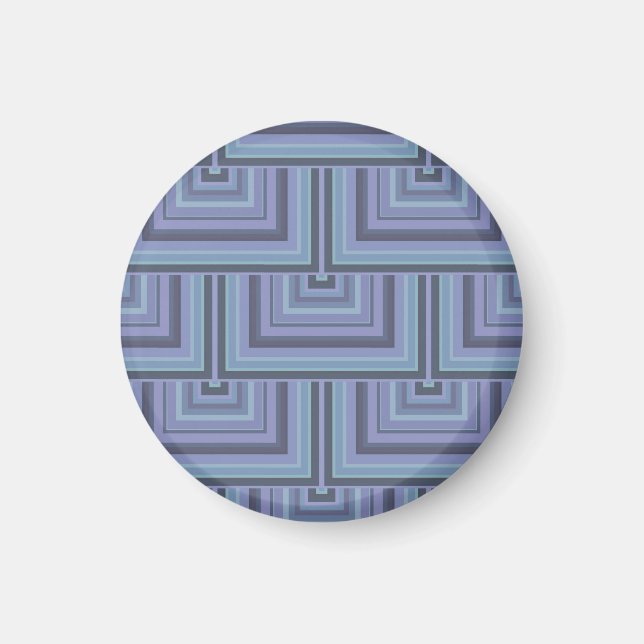 Blue-grey stripes square scales pattern magnet (Front)