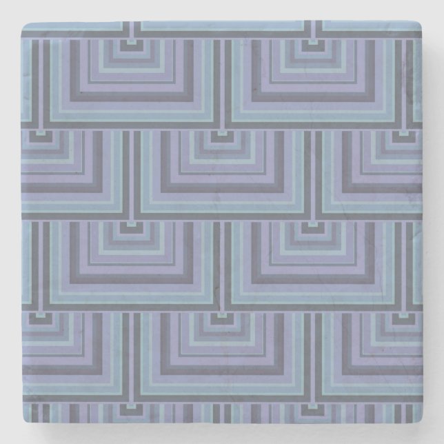 Blue-grey stripes square scales pattern stone coaster (Front)
