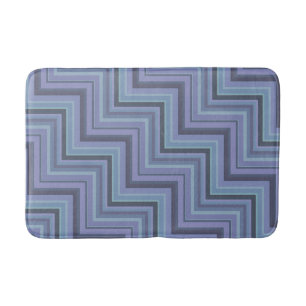 Blue-grey stripes stairs pattern bath mat