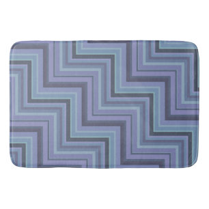 Blue-grey stripes stairs pattern bath mat