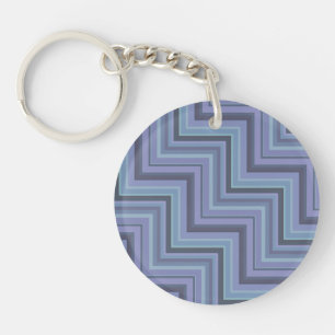 Blue-grey stripes stairs pattern keychain