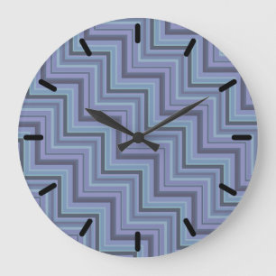 Blue-grey stripes stairs pattern large clock