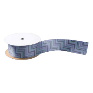 Blue-grey stripes stairs pattern satin ribbon